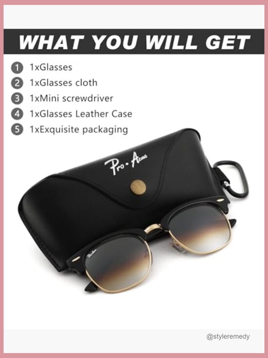 UV400 Semi-Rimless Square Sunglasses with 100% Real Glass Lens main image 5